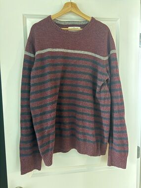 urban pipeline Maroon and Teal Striped Crewneck Sweater